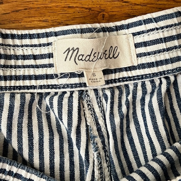 Madewell Elastic Waisted Stripped Shorts with Side Ties at Hem - Picture 2 of 2